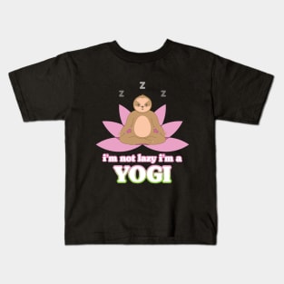 I'm not lazy I'm a yogi, cute sloth meditate on the lotus flower Kids T-Shirt